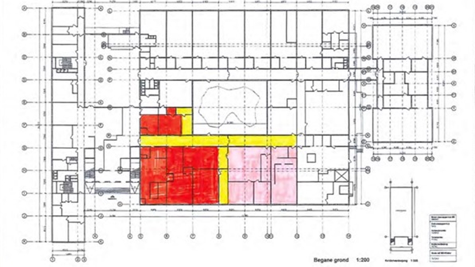 Plattegrond - betreffende ruimte is paars